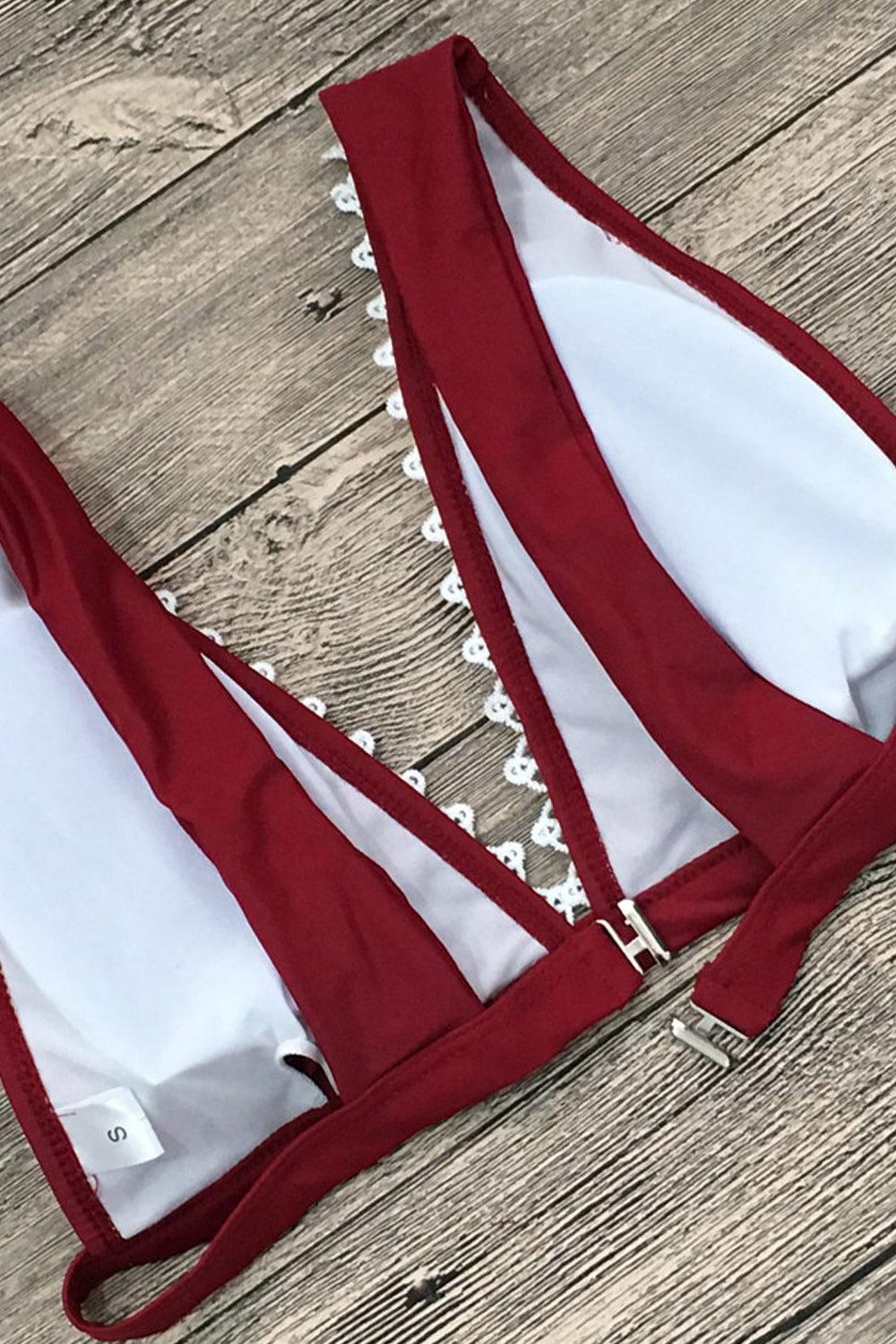 Iyasson Wine Red Lace Up Bikini Set
