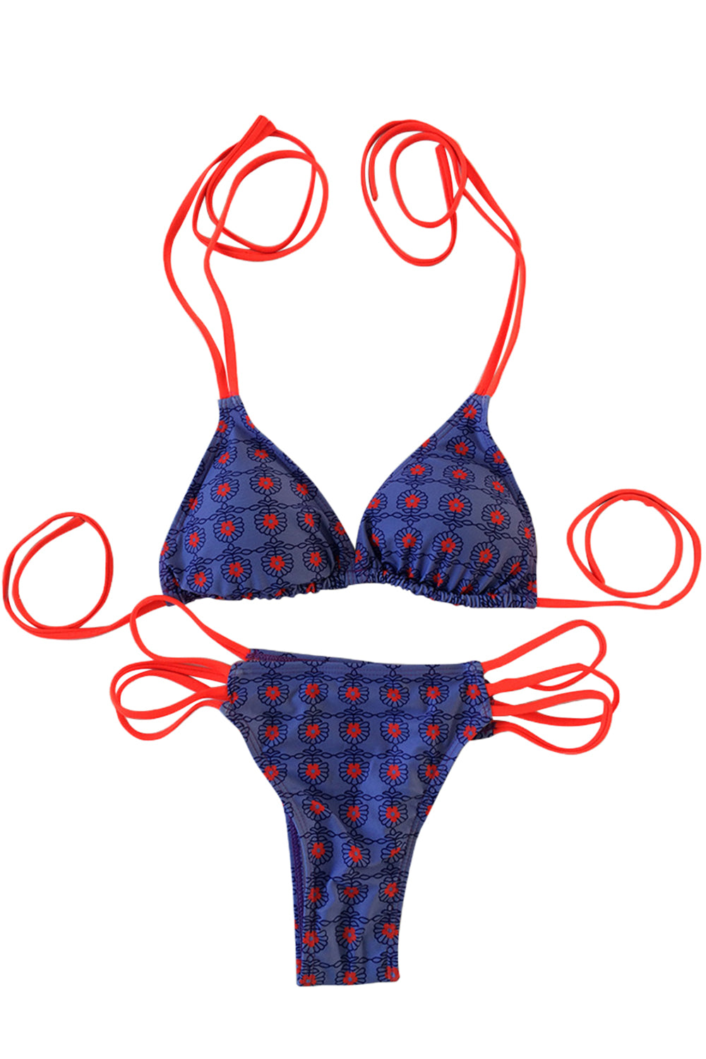 Iyasson Sexy Purple Flora Printing Halter Bikini Sets