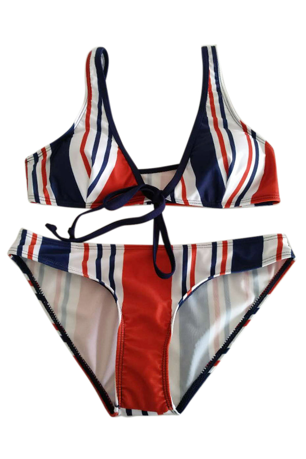 Iyasson Cute Stripe With Sweet Bow Bikini Sets