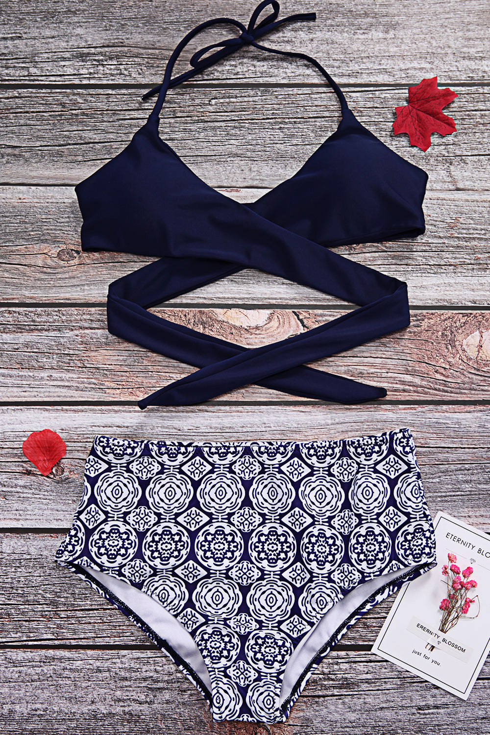 Iyasson Front Cross High-Waisted Bikini Set