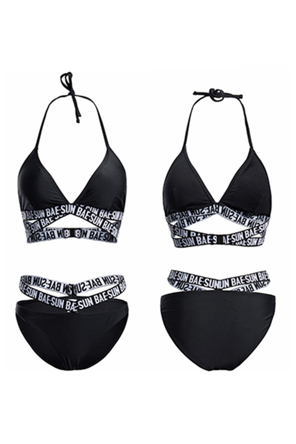 EZI Sexy Solid color Peek-a-boo Bikini Bottom Bikini Sets