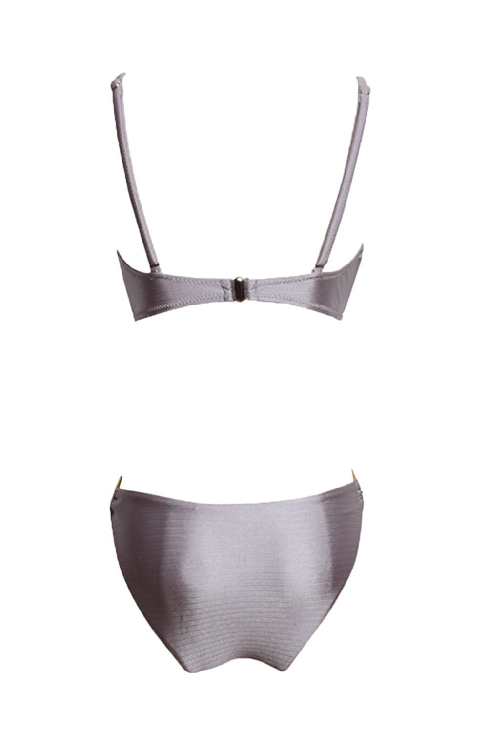 Iyasson Gray Inset Gold Rings Design Bikini Sets