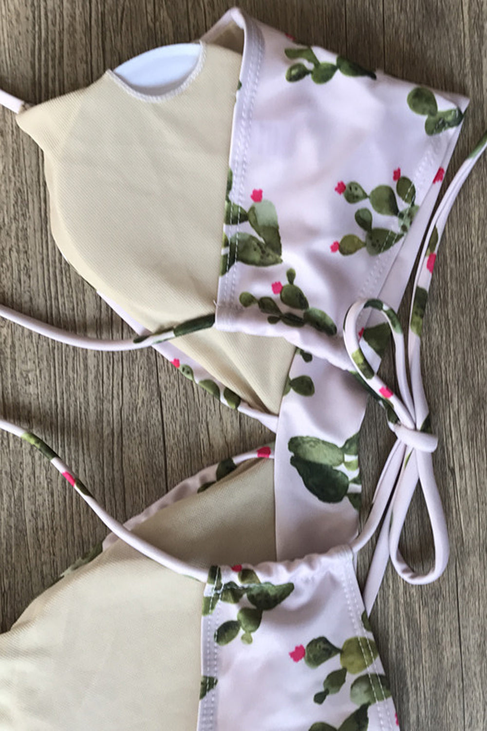 Iyasson Cactus Printing Halter Bikini Sets