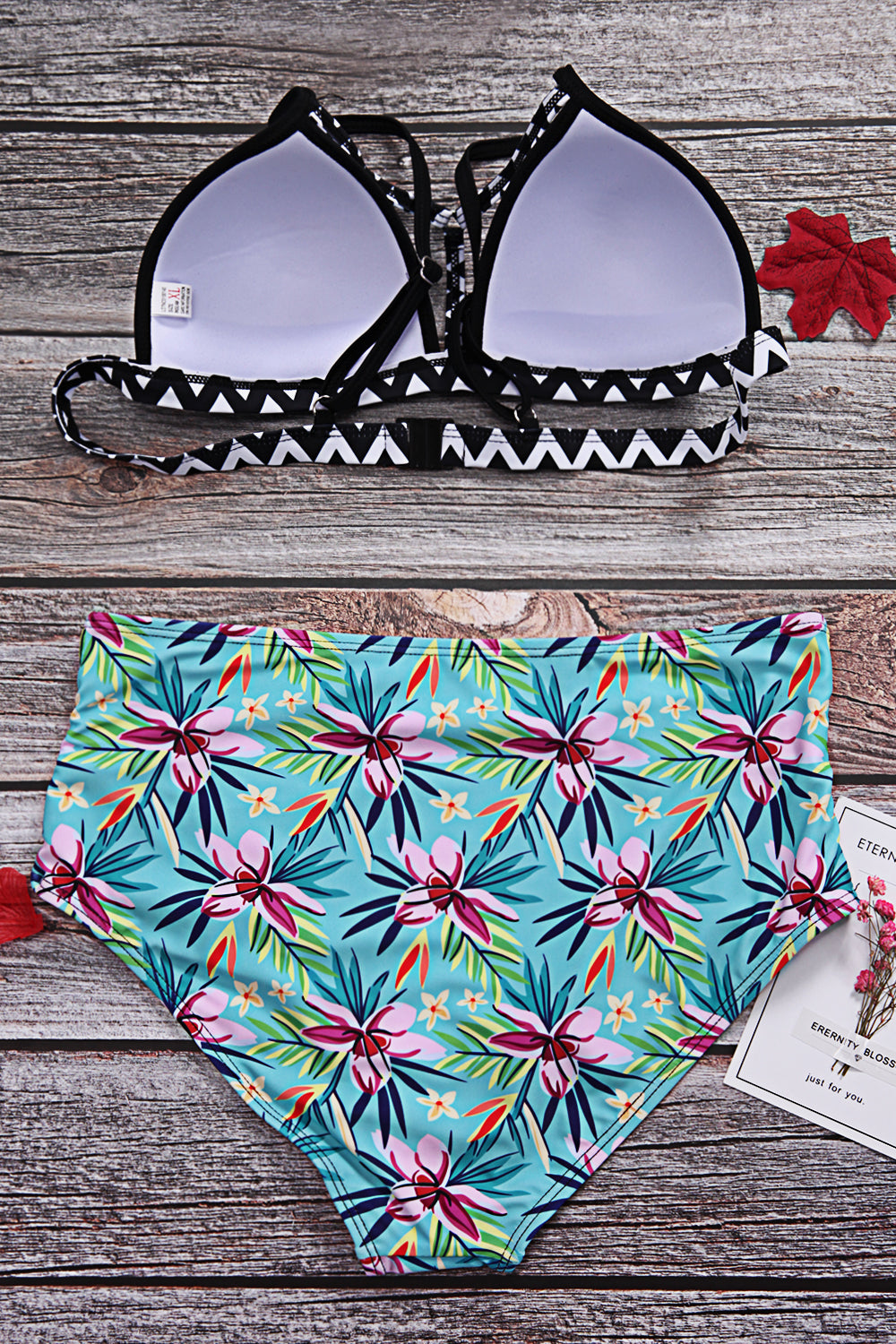 Iyasson Summer Beach Colorful Flower Printing Bikini Set