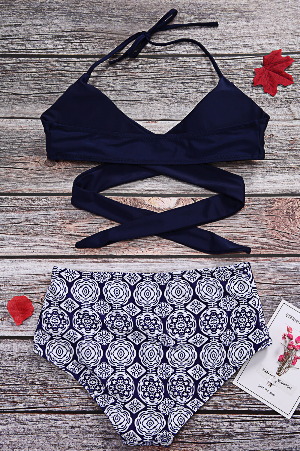 Iyasson Front Cross High-Waisted Bikini Set