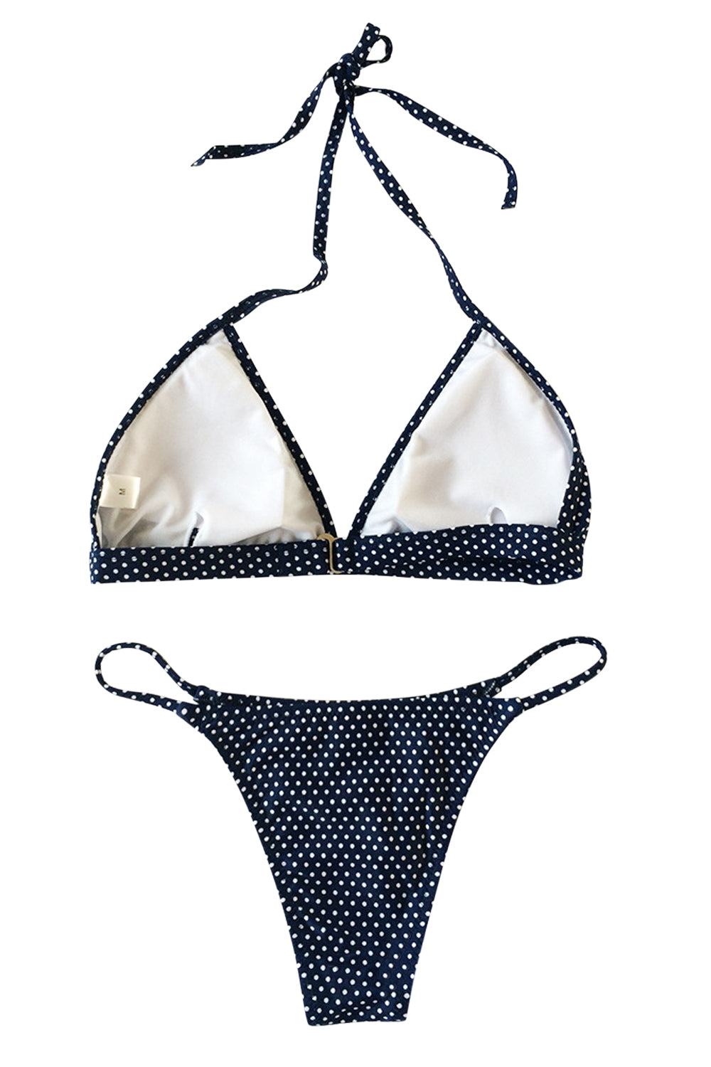 Iyasson Navy Blue Pindot Printing Bikini Sets