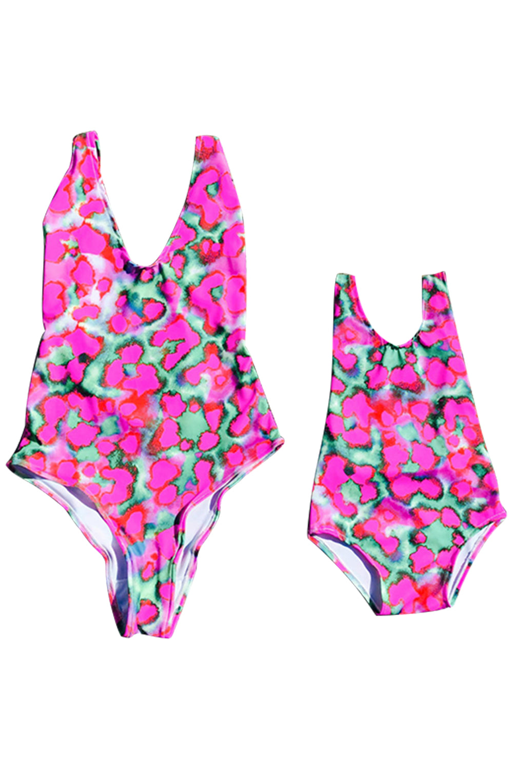 Iyasson Colorful Tropical Pattern Back Cross Mom & Daughter Swimsuit