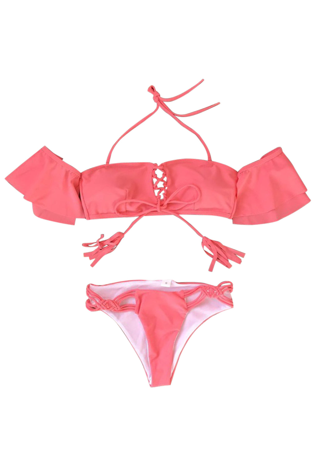 Iyasson Off-the-shoulder Falbala Bikini Sets