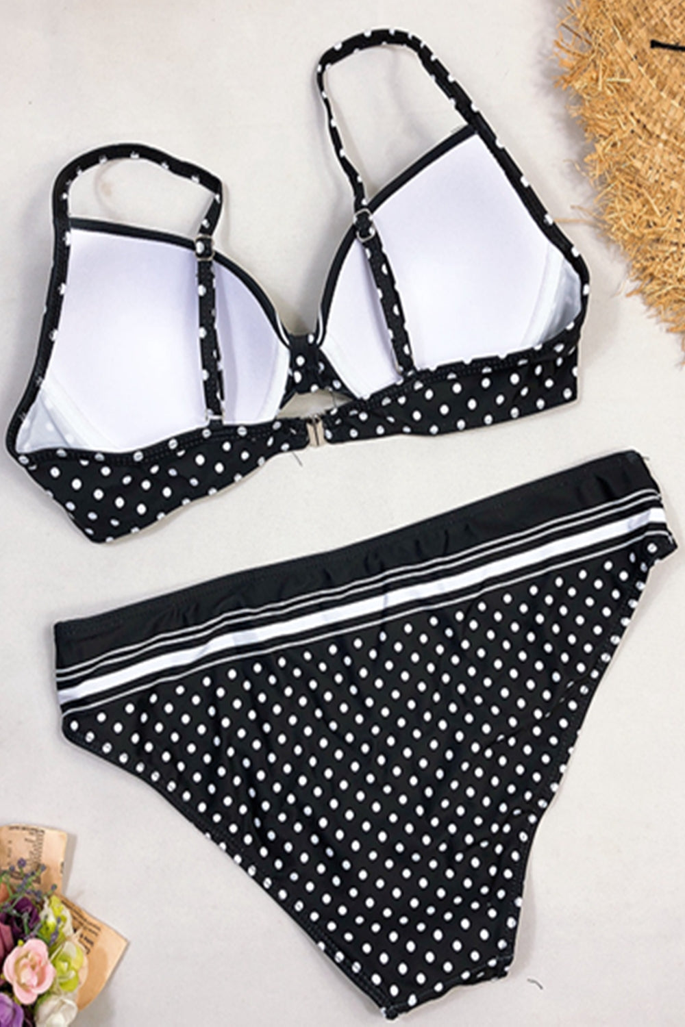 Iyasson Black Polka Dot Sexy Push-up Bikini