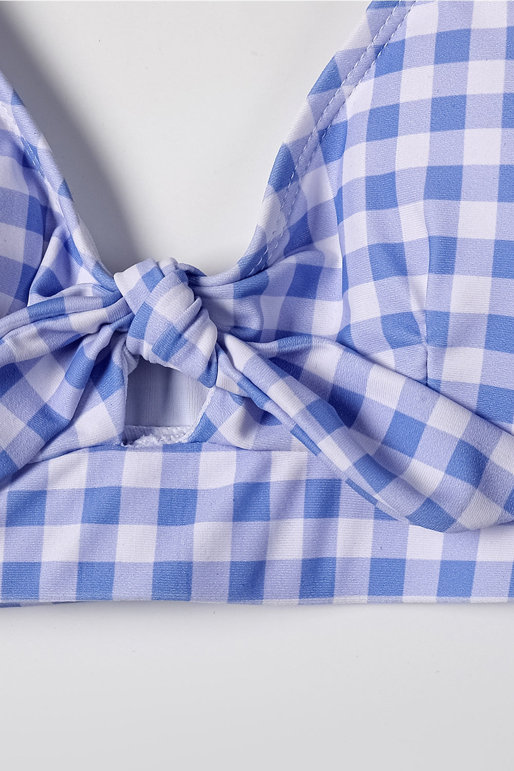 Girls Vintage Plaid Bow High Waisted Bikini