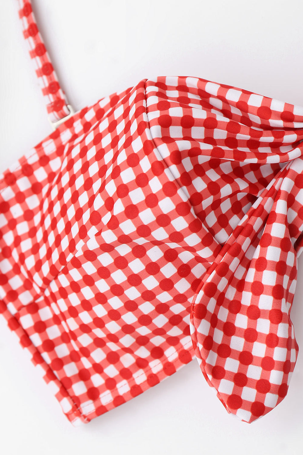 Iyasson Red Plaid High-waisted Bikini Sets