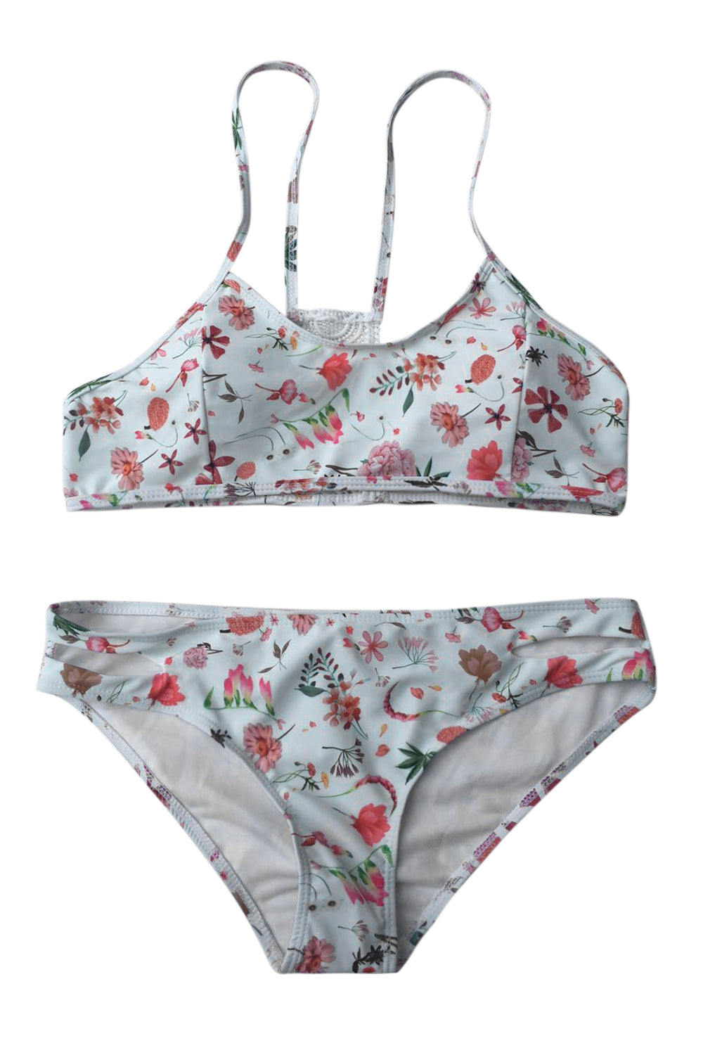 Iyasson Sweet Floral Printing Cut Out Design Bikini Sets