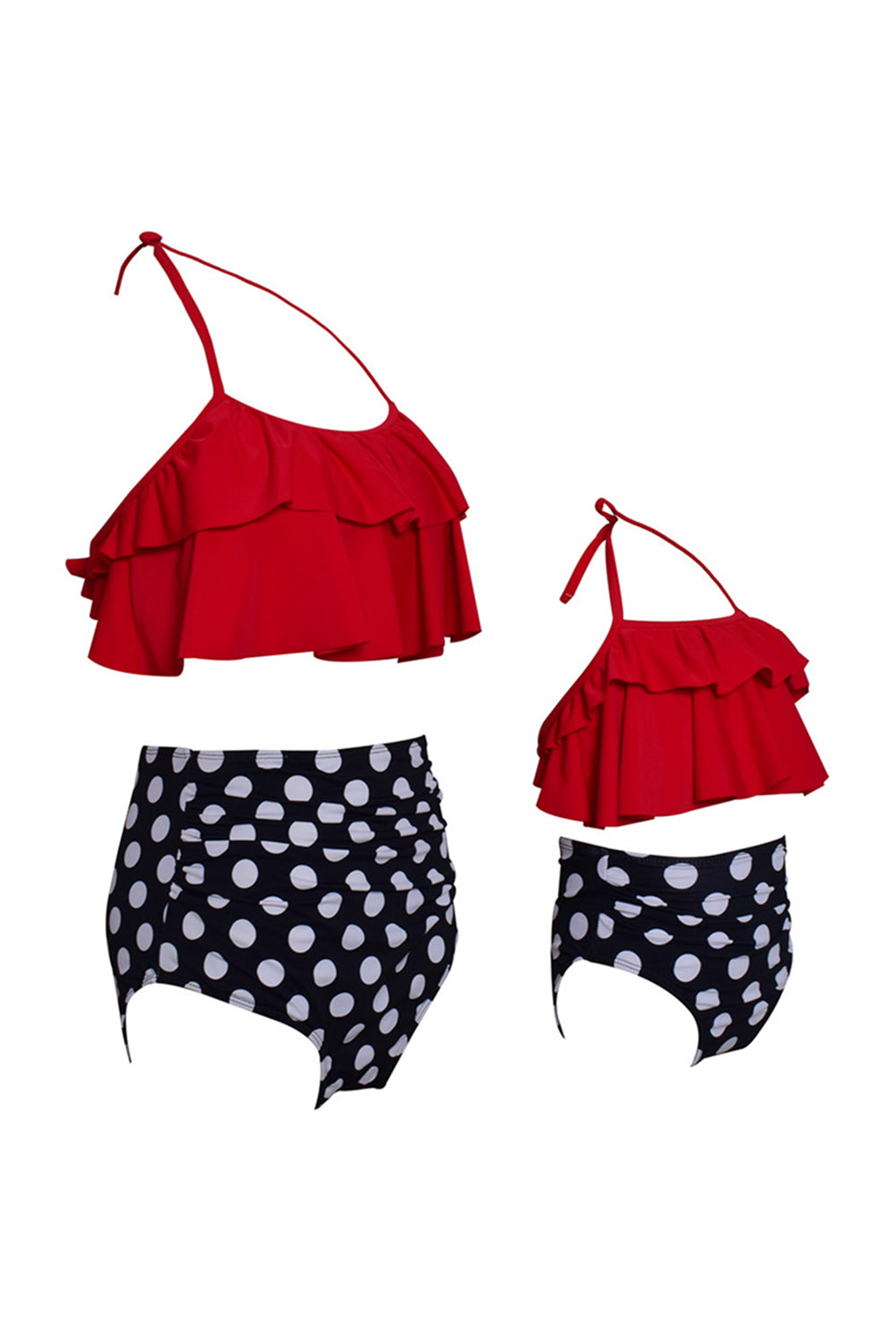 Iyasson Polka Dot Falbala Parent-child Bikini Sets