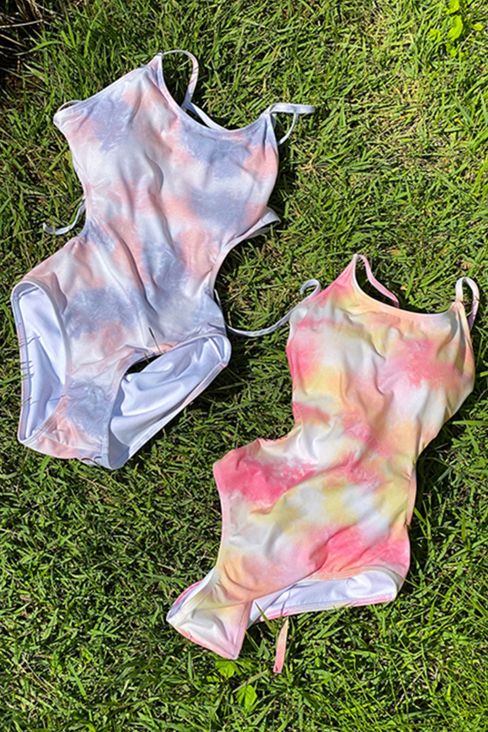 Iyasson Women Tie-Dye Backless One Piece Swimsuit