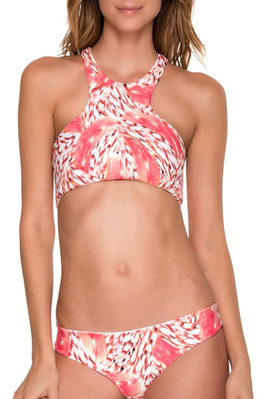 Iyasson New Abstract Foil Pattern Tank Bikini Swimsuit