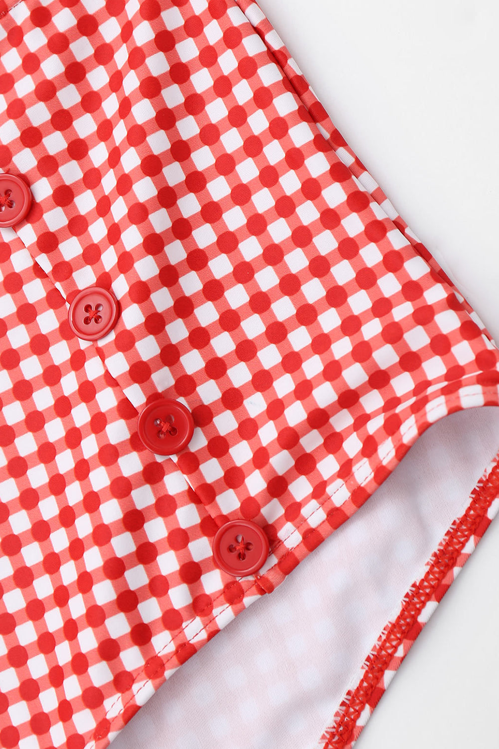 Iyasson Red Plaid High-waisted Bikini Sets