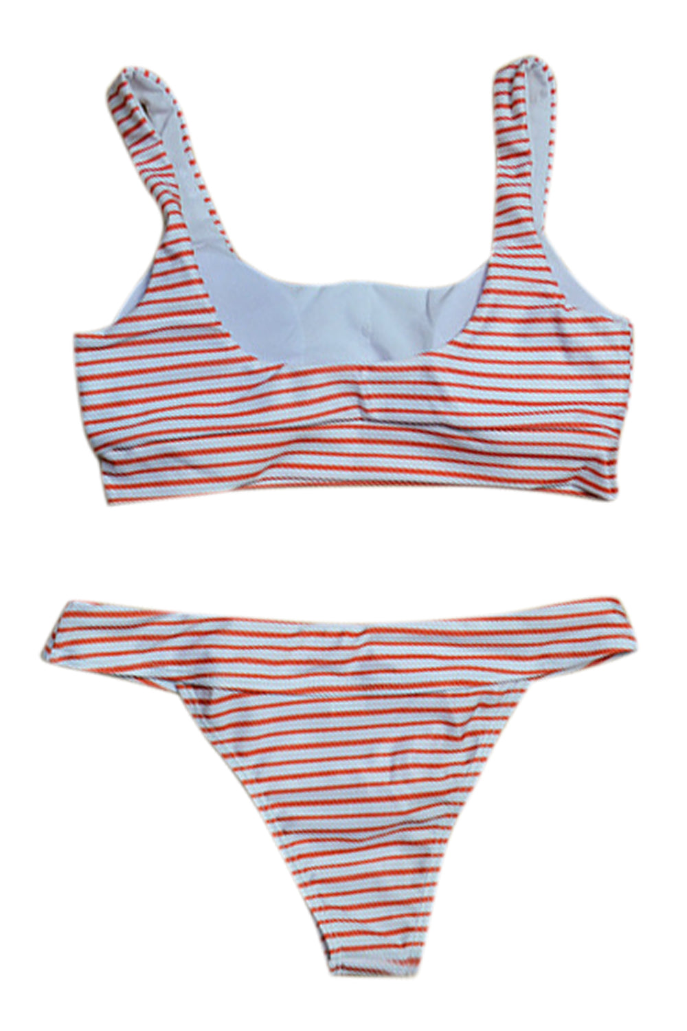 Iyasson Trendy Sport Style Stripe Splicing Printing Bikini Sets