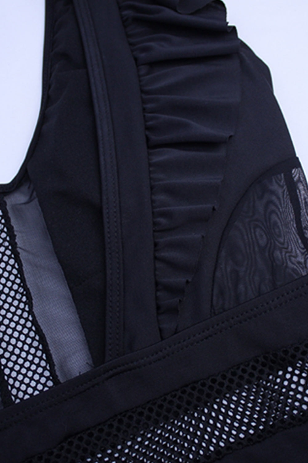 Iyasson Women Mesh Hollow Out Ruffle Swimsuit