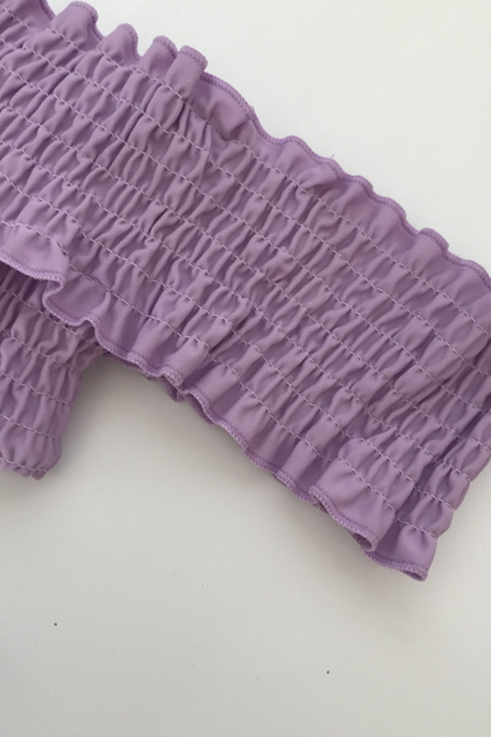 Iyasson Purple Off-the-shoulder Shirring Bikini Sets