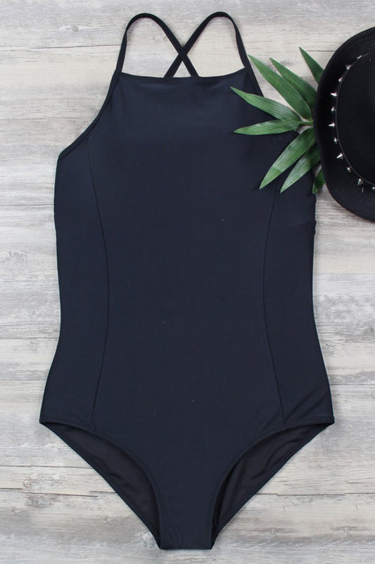 Iyasson Black Halter Tummy Control Swimwear