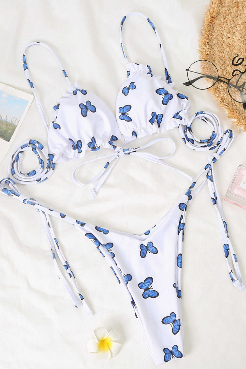 Iyasson Women Butterfly Print Thong Bikini