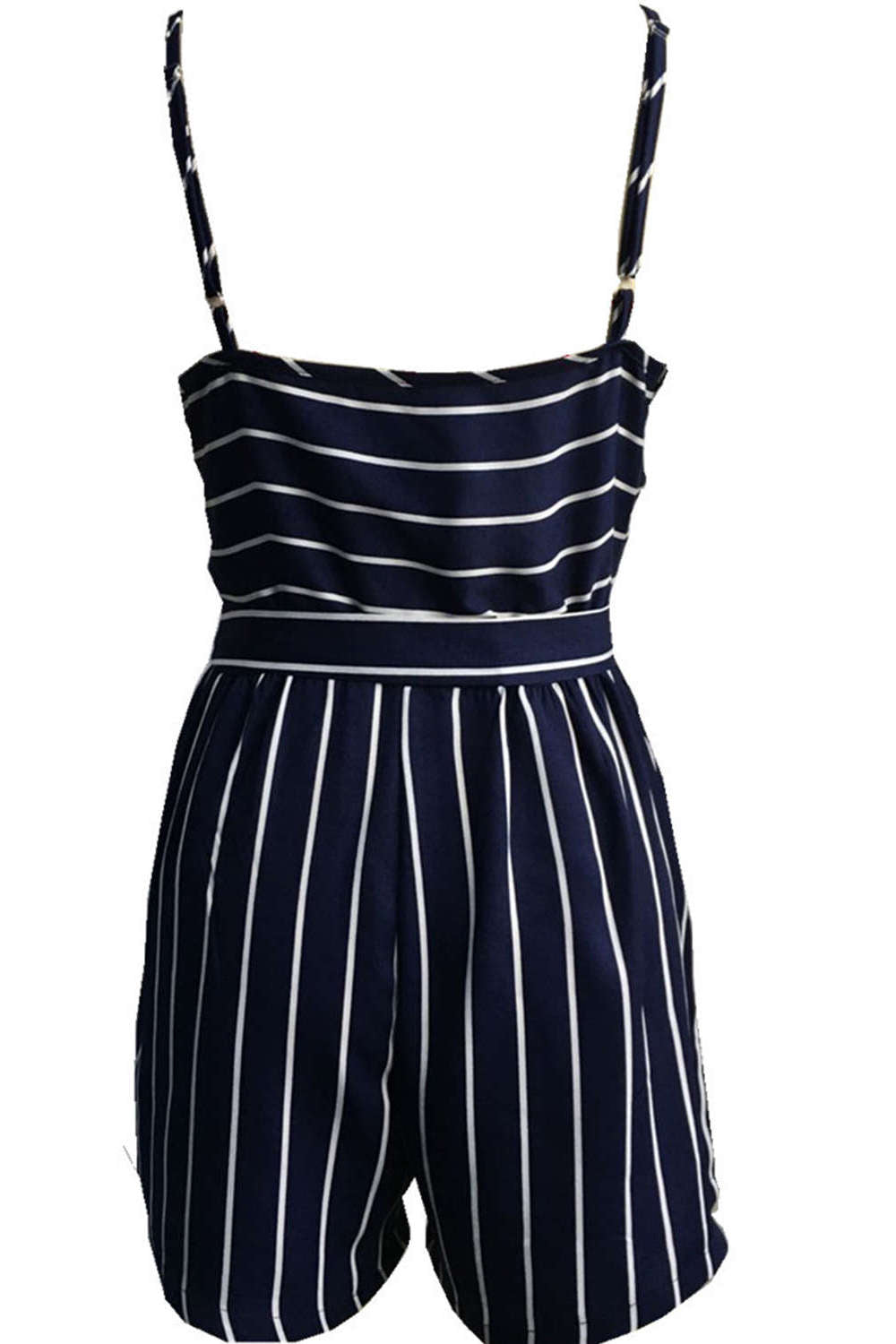 Iyasson Stripe V Neck Sexy Romper