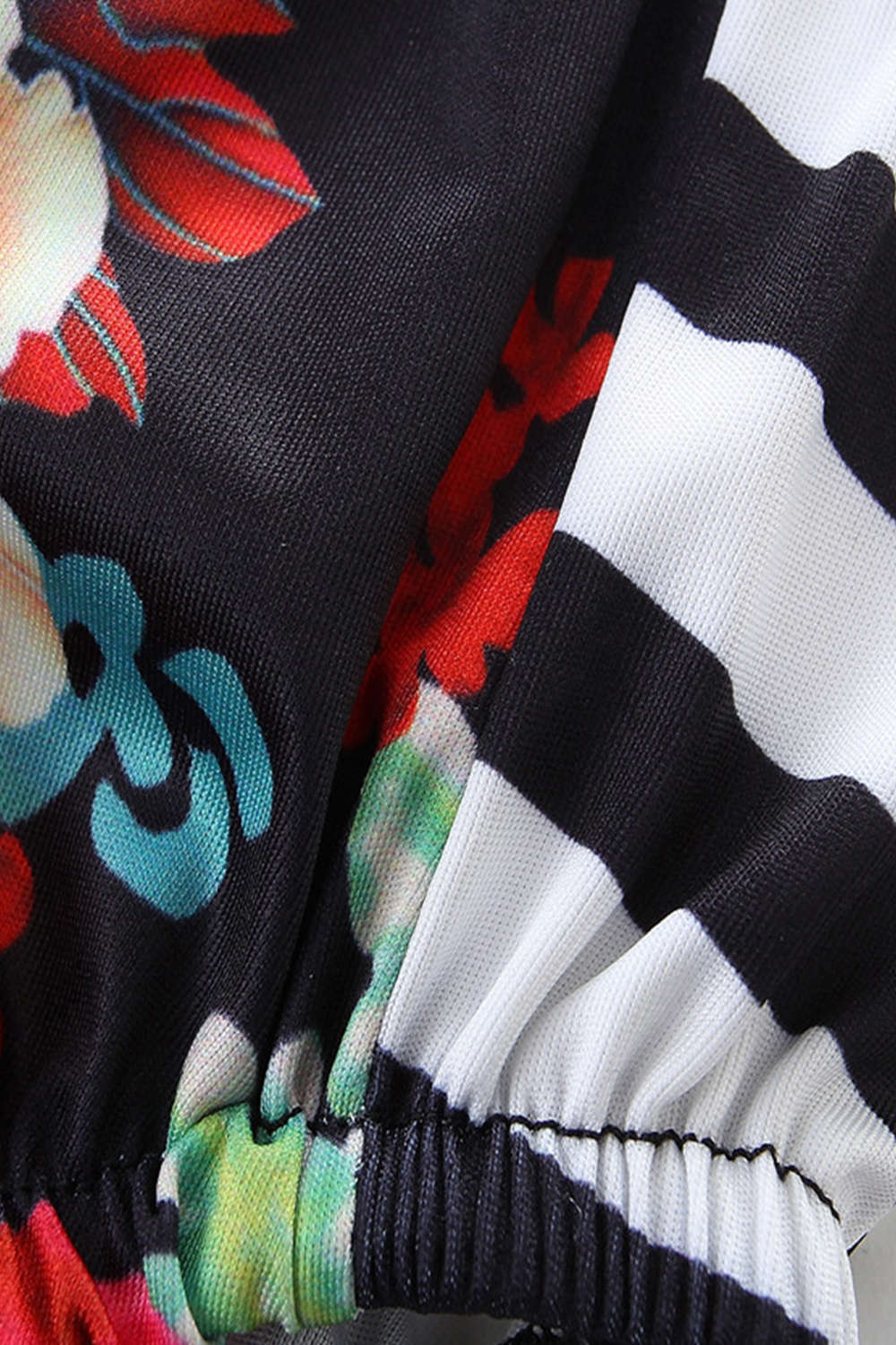 Iyasson Floral & Stripe Splicing Printing Halter Baby Girl Swimsuit