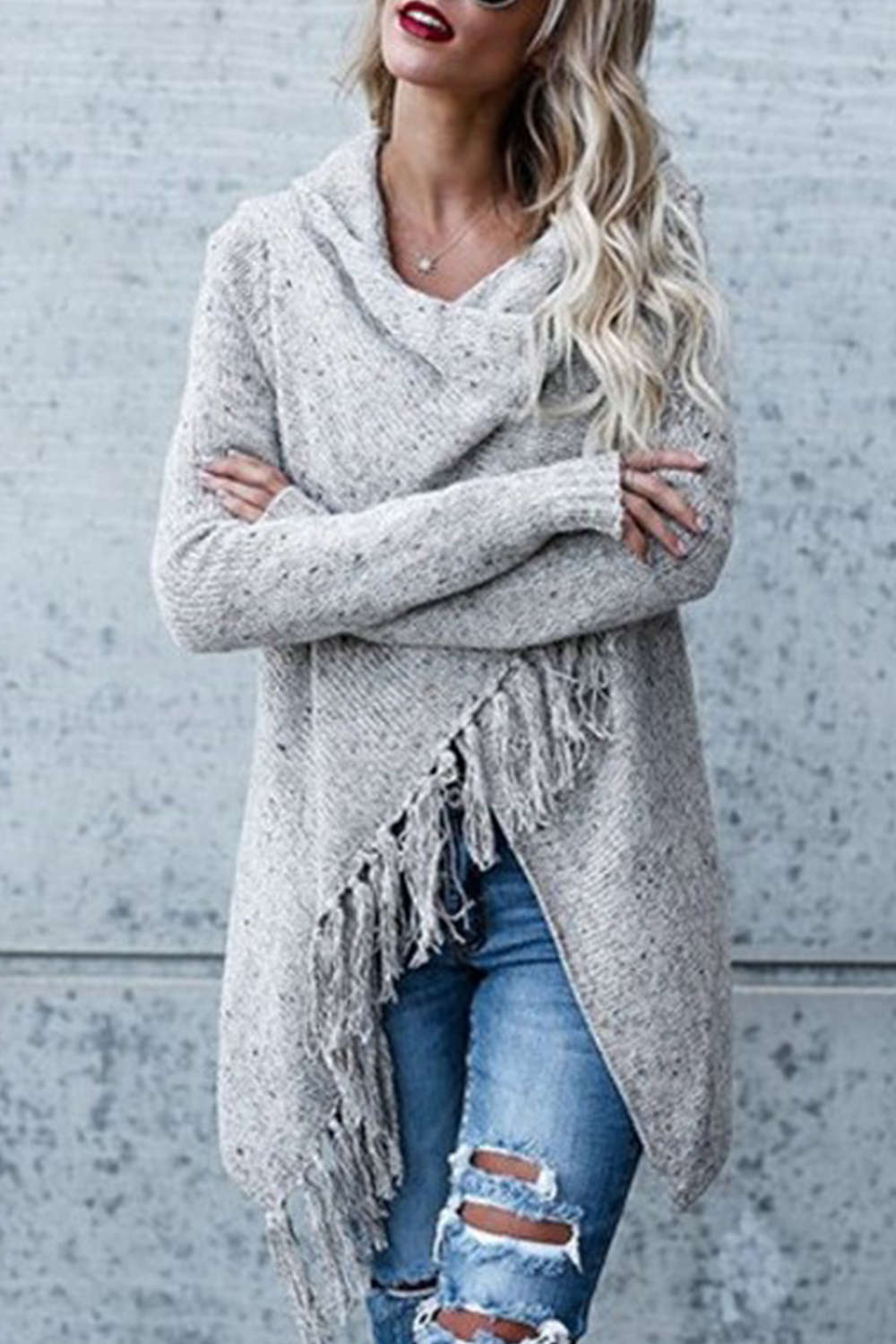Iyasson Tassel Wrap Front Cardigan