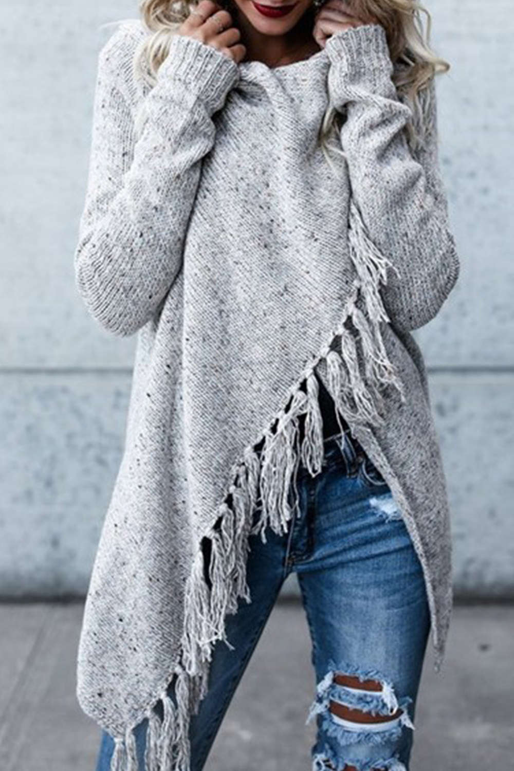 Iyasson Tassel Wrap Front Cardigan