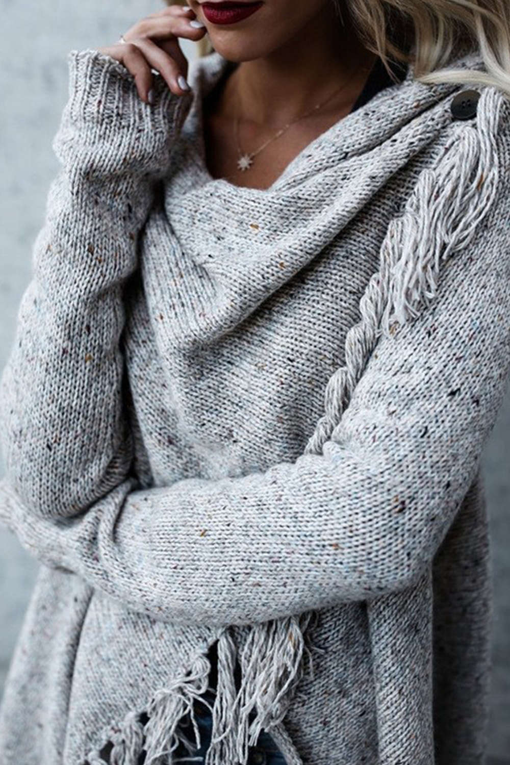 Iyasson Tassel Wrap Front Cardigan