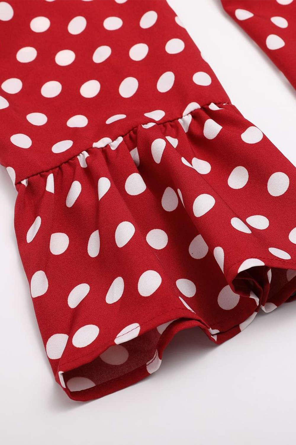 Iyasson Polka Dot Printing Bell-Sleeve V-neck Blouse