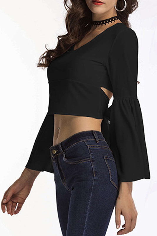 Iyasson Women's Bell Sleeve Crop Tops