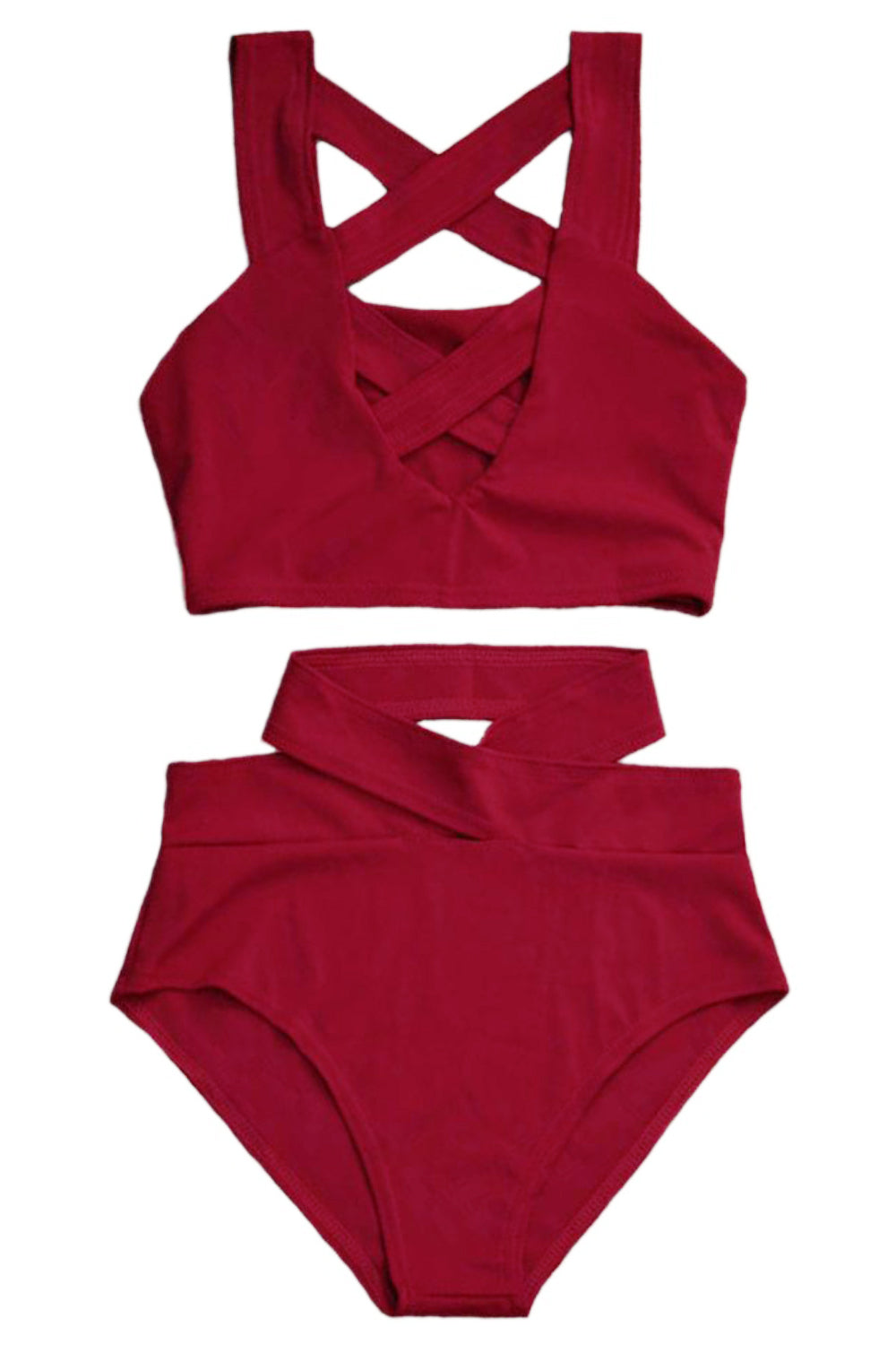 Iyasson Red Cross Strappy Bikini Top