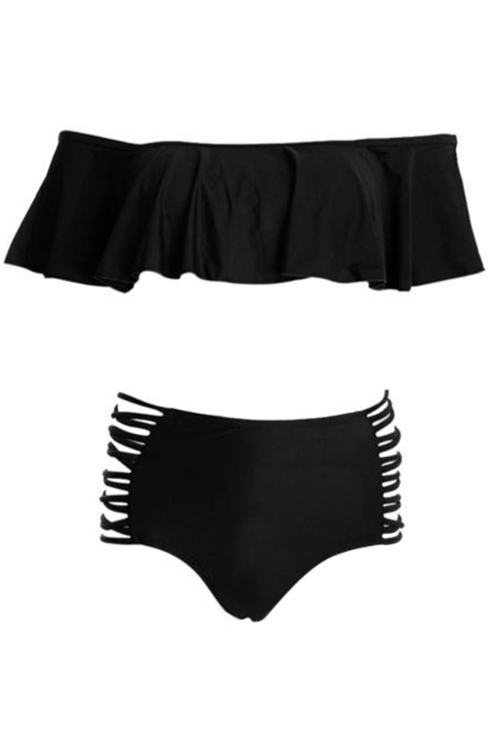 Iyasson Off Shoulder Falbala Bikini Set