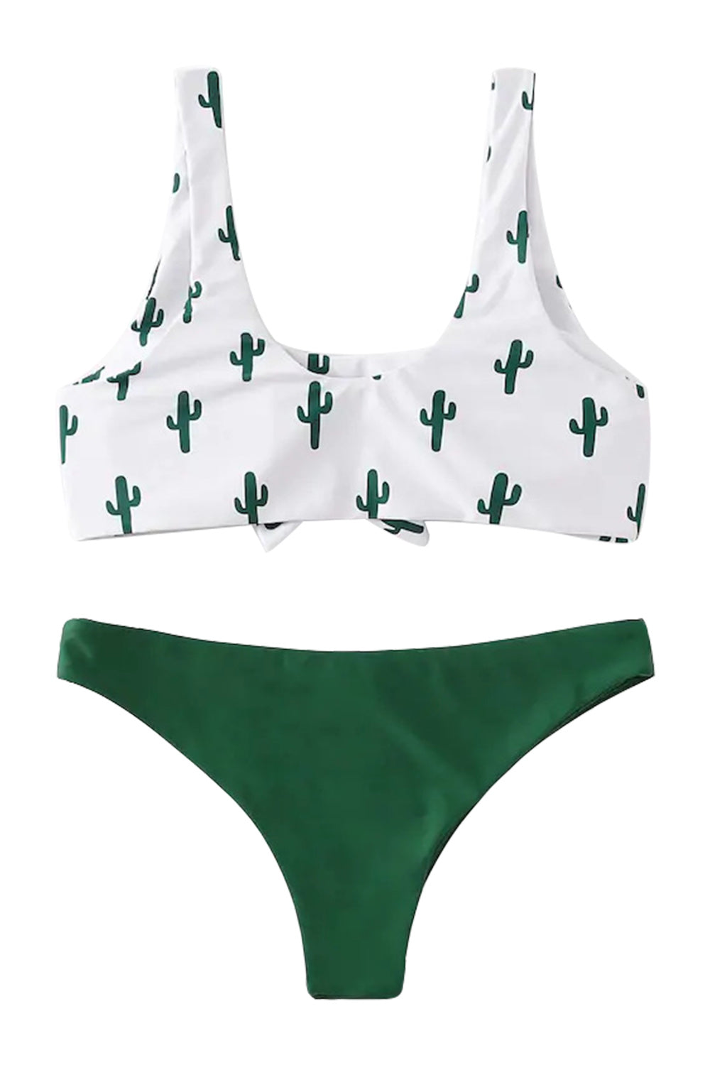 Iyasson Cactus Print Bikini with Bowknot