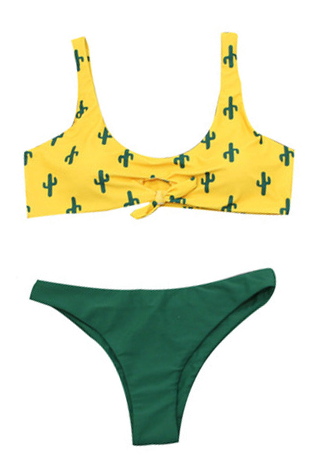 Iyasson Cactus Print Bikini with Bowknot