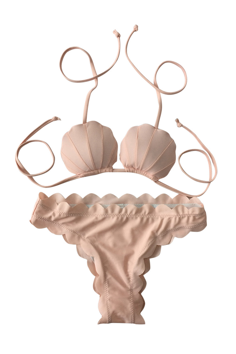 Iyasson Mermaid Shell Halter-neck Two-piece Bikini Set