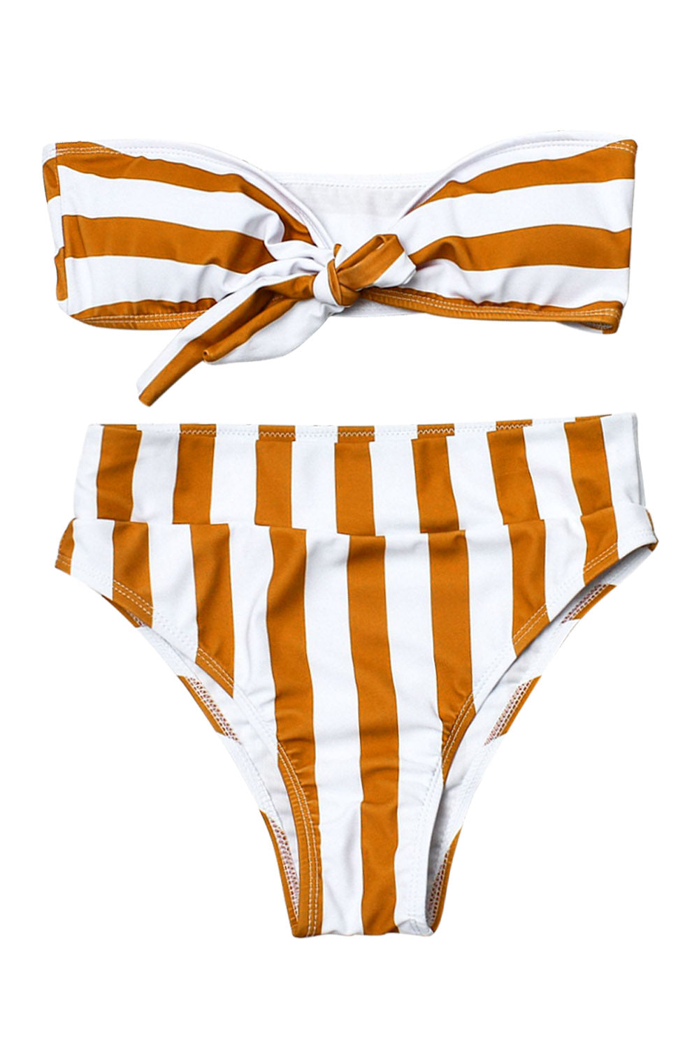 Iyasson High-Waisted Strapless Bikini with Bowknot
