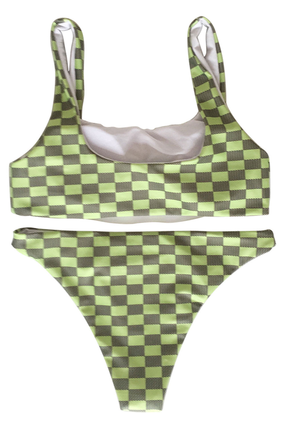 Iyasson Grid Print Tank Top Two-piece Bikini Set