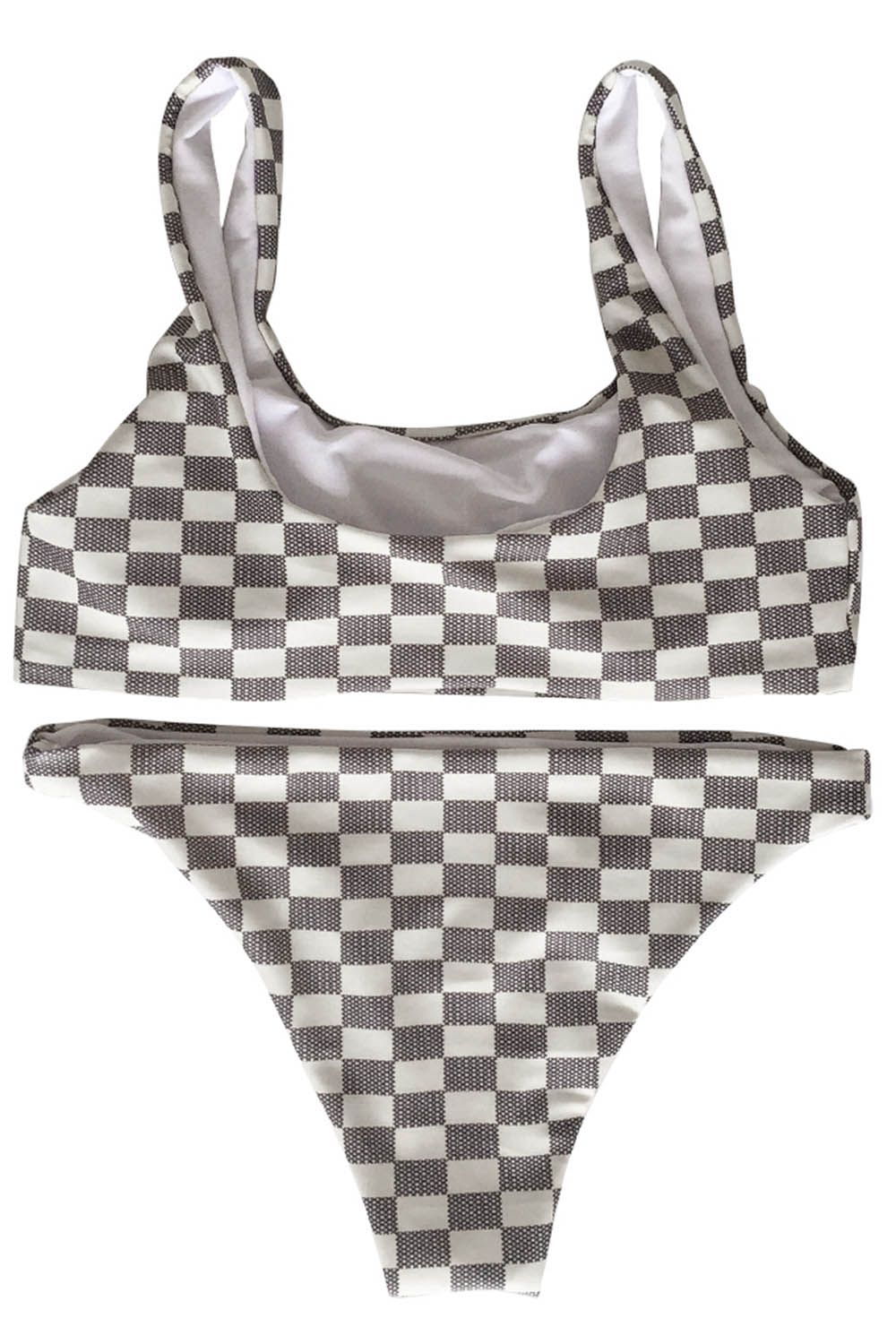 Iyasson Grid Print Tank Top Two-piece Bikini Set