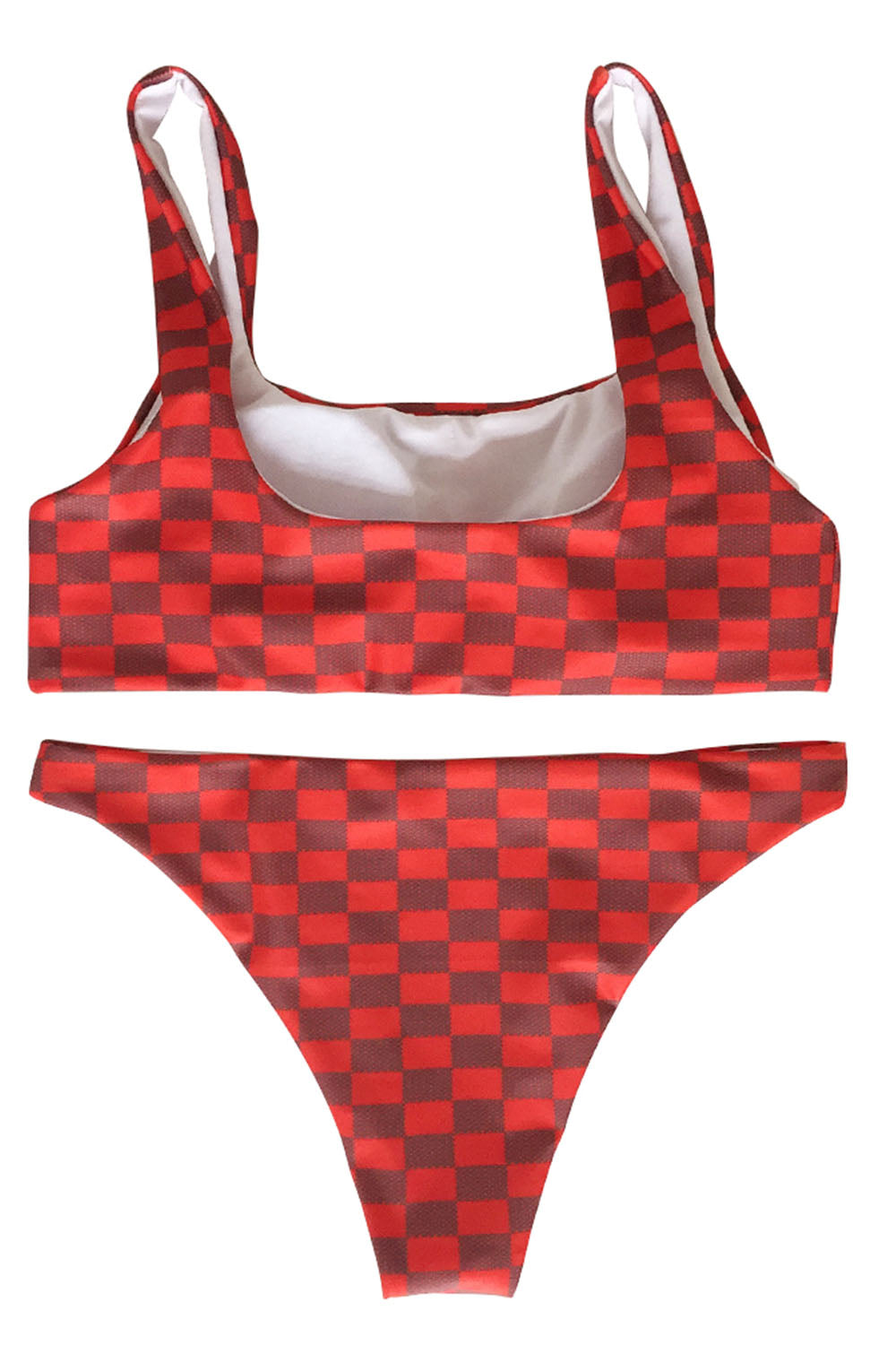 Iyasson Grid Print Tank Top Two-piece Bikini Set