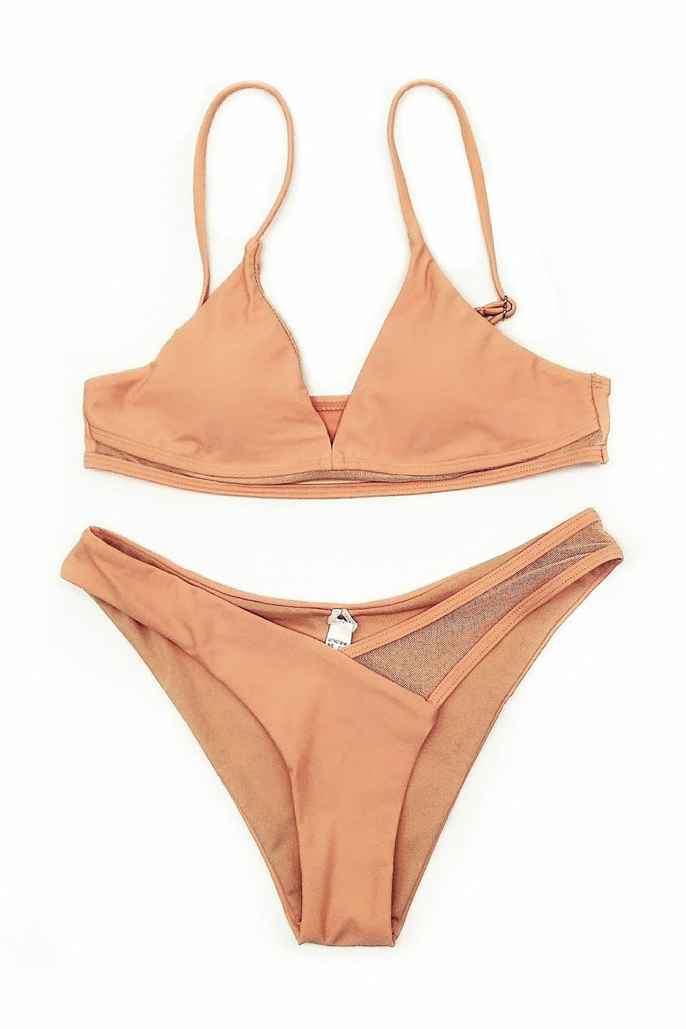 Iyasson Mesh Splicing Push Up Padded Bikini Set