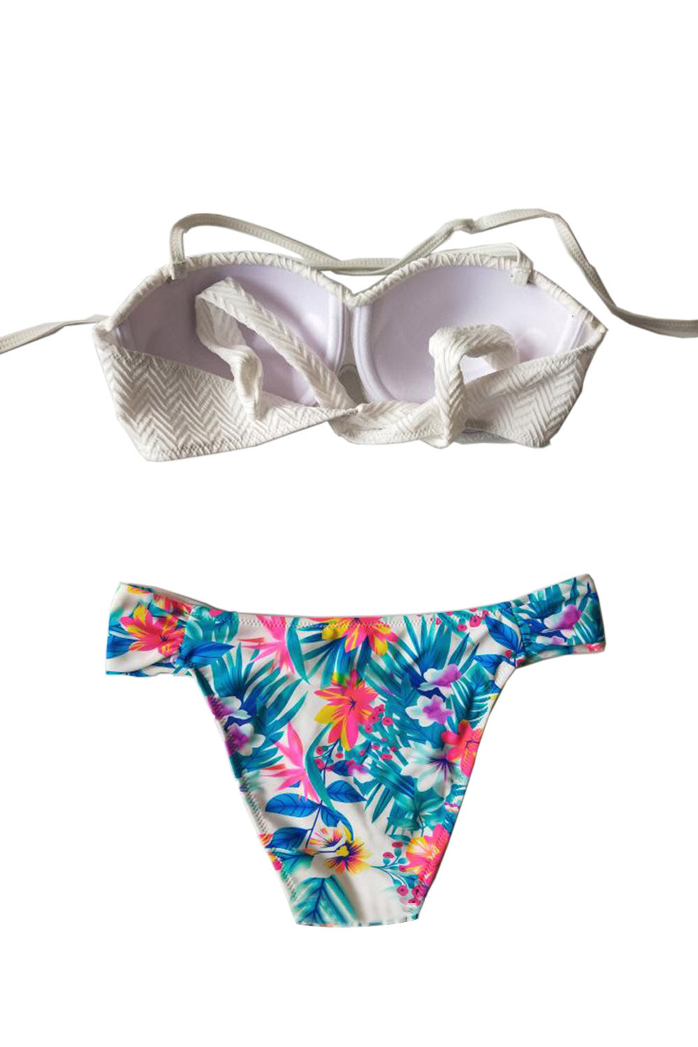 Iyasson Halter Neck Rose Embroidered Two-piece Bikini Set