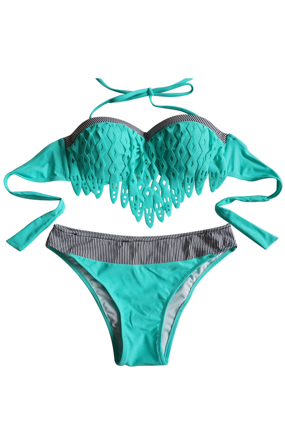 Iyasson Halter Neck Tasselled Two-piece Bikini Set