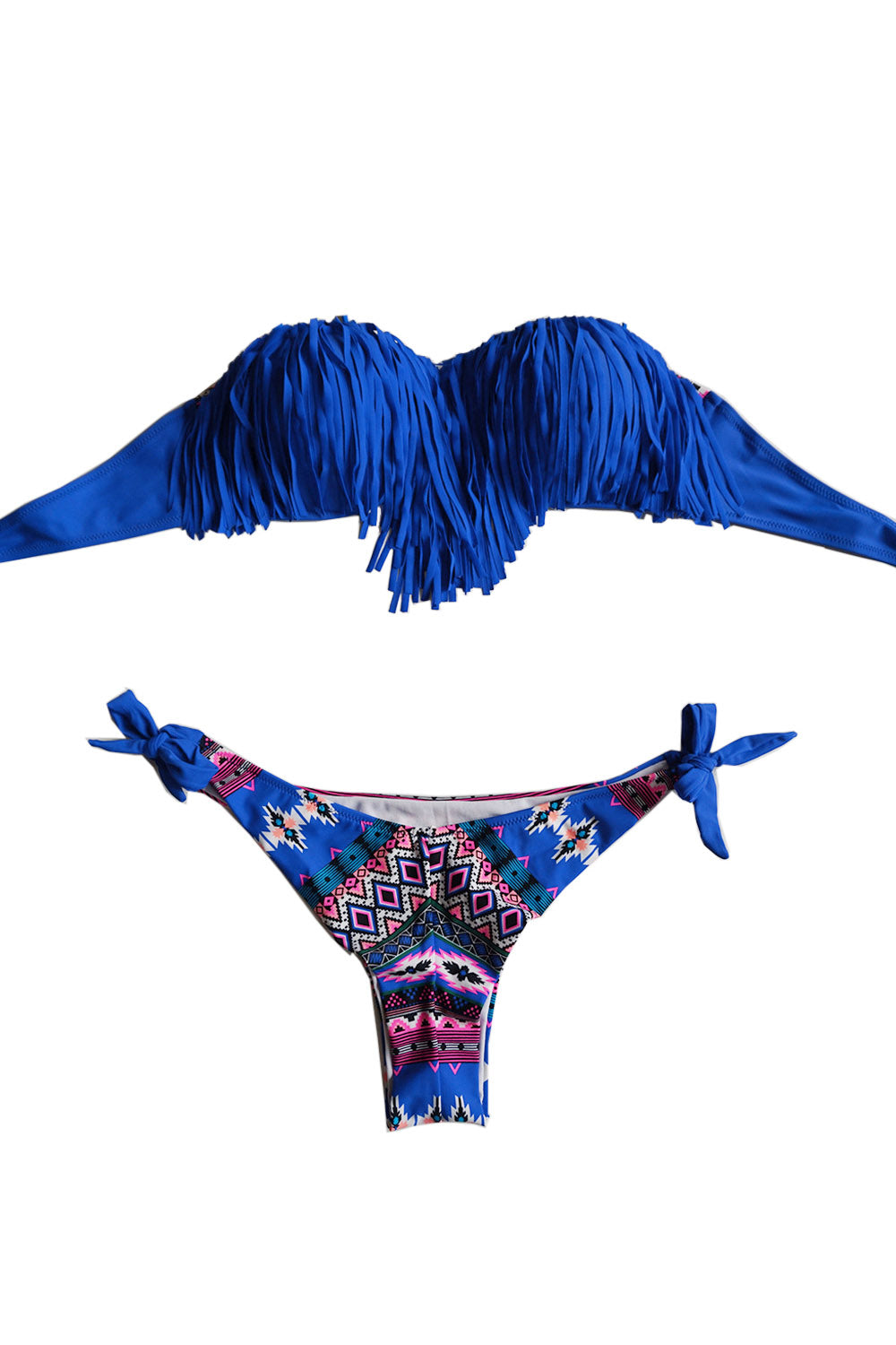 Iyasson Halter Neck Tasselled Two-piece Bikini Set