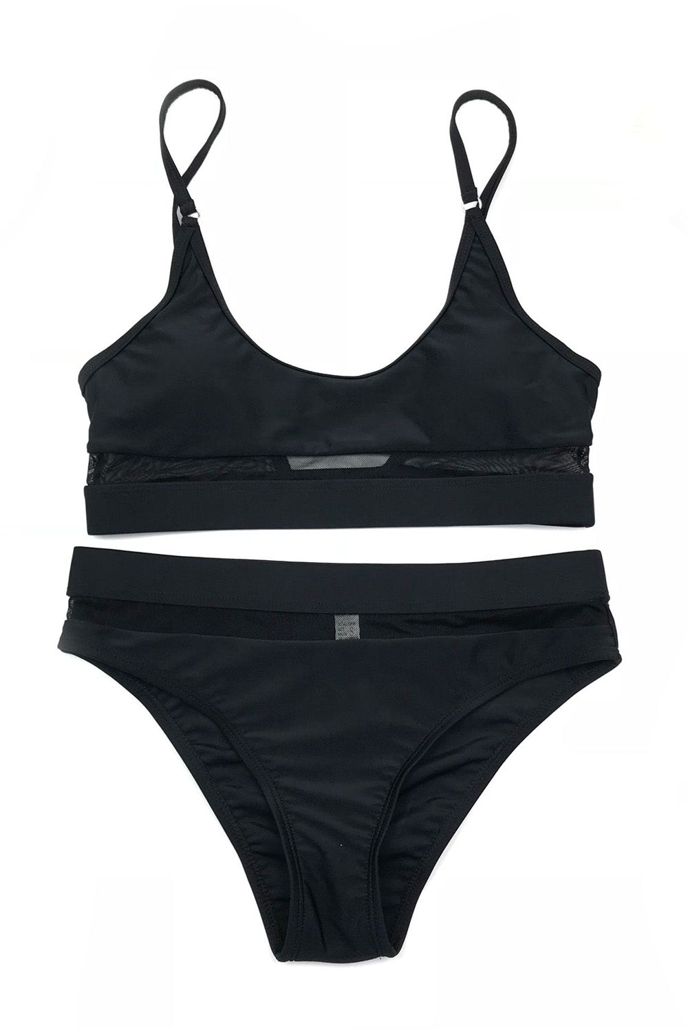 Iyasson Mesh Splicing Solid Bikini Set