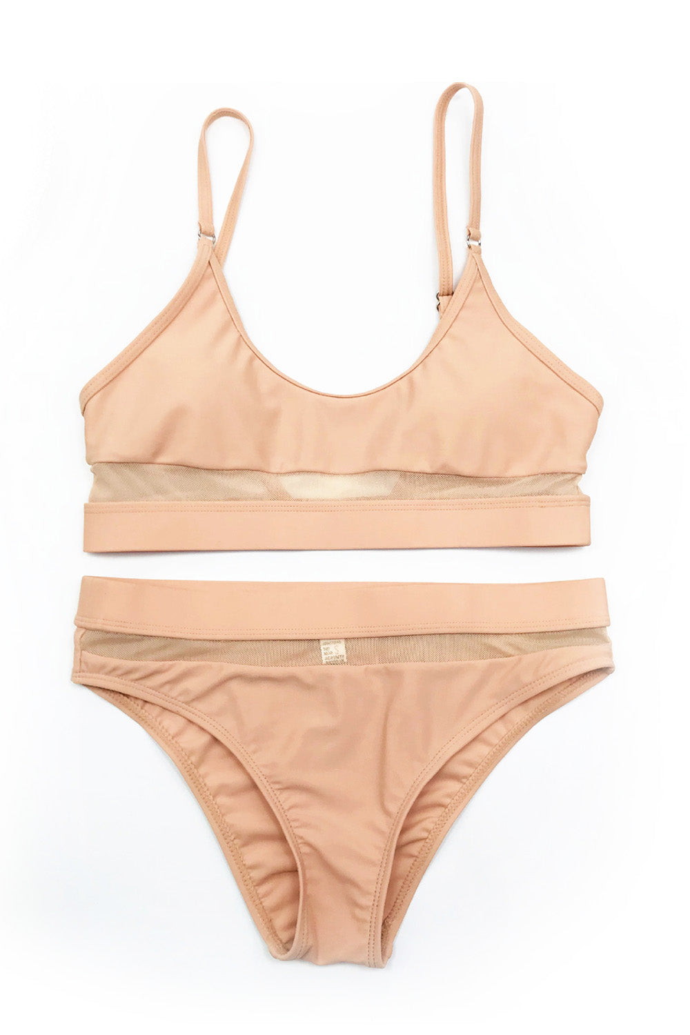 Iyasson Mesh Splicing Solid Bikini Set