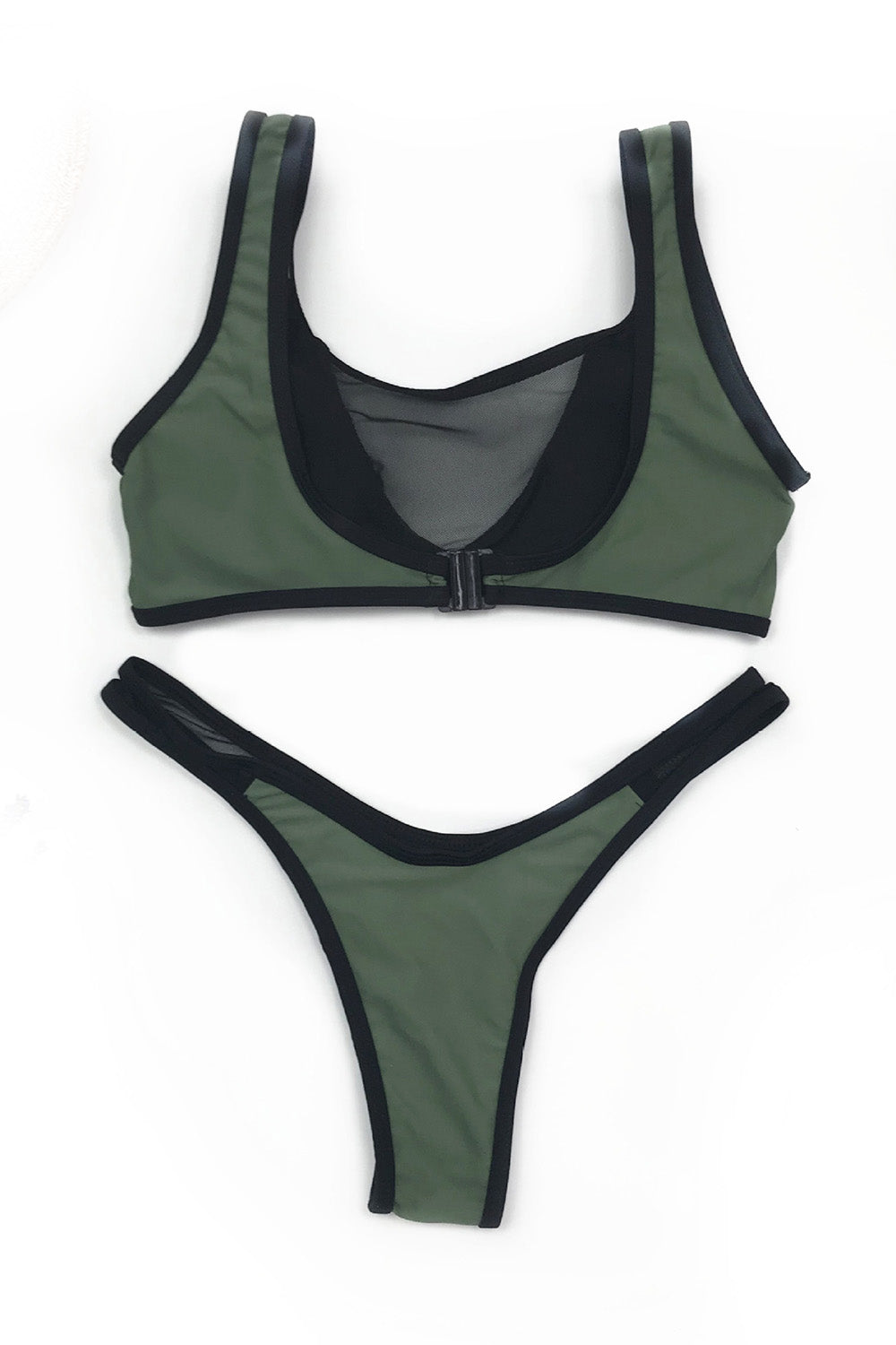 Iyasson Ice and Snow Mesh Splicing Solid Bikini Set