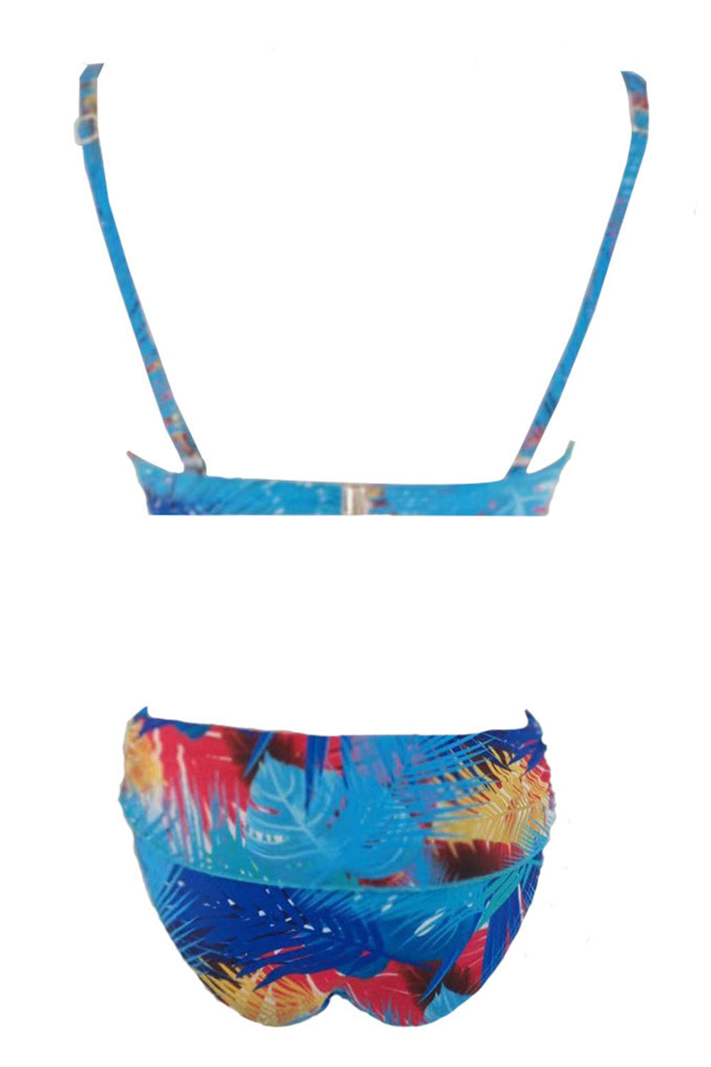 Iyasson Underwire Tropical Print Bikini Set with Ruffle