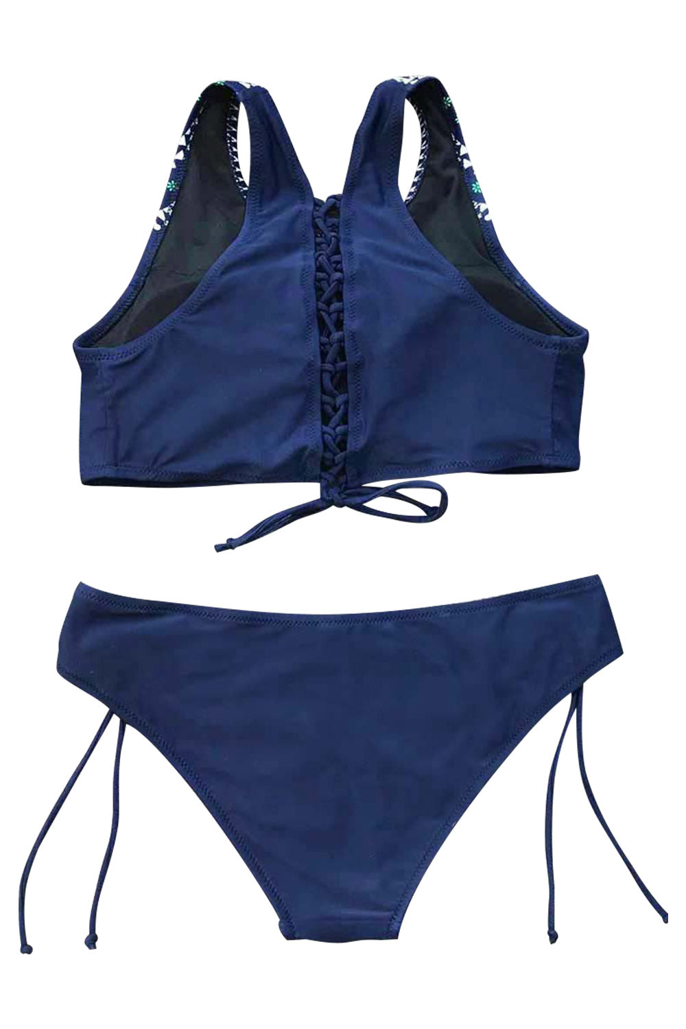 Iyasson Navy Boho Print Tank Top Bikini Set